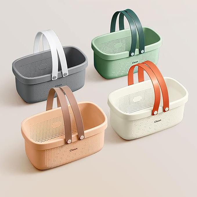 JiatuA Plastic Storage Basket with Handle Portable Shower Caddy Tote Organizer Basket Bin for Bathroom Kitchen Dorm Room Bedroom, Green - Image 4