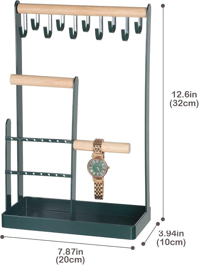 ProCase Cute Jewelry Stand, Aesthetic Jewelry Organizer for Dresser Vanity, Jewelry Holder Display for Necklaces Earrings, Gifts for Teen Girls Women, Bedroom Dorm Decor -Medium, Green - Image 4