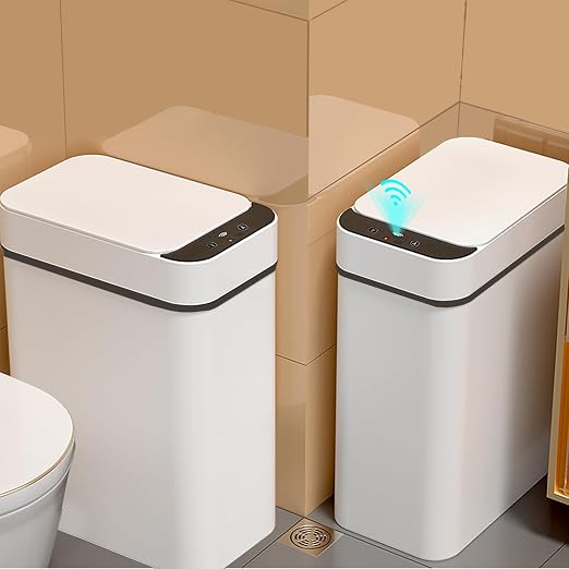 Yatmung 2 Pack - 2.5 Gallon Smart Trash Can Sensor Motion Slim Touchless Bathroom Trash Can - Skinny Trash Bin with Lid - Electric, Narrow, Plastic, Auto Open - Small Automatic Garbage Can (White) - Image 7
