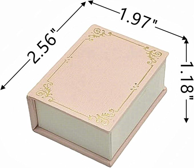 Book Shaped Ring Box - Vintage Engagement Ring Box with Hinged Lid for Proposal Engagement Wedding, Proposal Ring Case -PRB016-Pink - Image 2