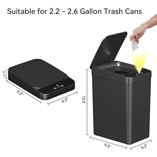FRESHLIX Replacement Trash Can Lid Compatible with 2.2 x 2.6-Gallon Sensor Trash Can Battery Powered Black - Image 2