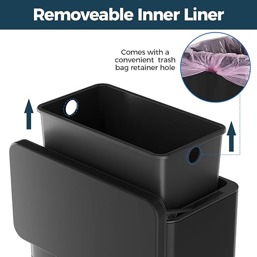 Stainless Steel Hanging Trash Can with Lid and Inner Bucket, 1 Gallon Kitchen Compost Bin for Counter Top, Under Sink or Wall Mount, Small Garbage Can for Cupboard/Bathroom/Bedroom/RV, Black - Image 5