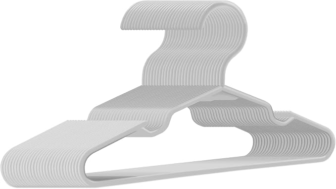 Baby Hangers for Closet 50 Pack Light Gray Plastic Kids Children's Clothes Hangers Non-Slip (Light Gray, 50) by trusir