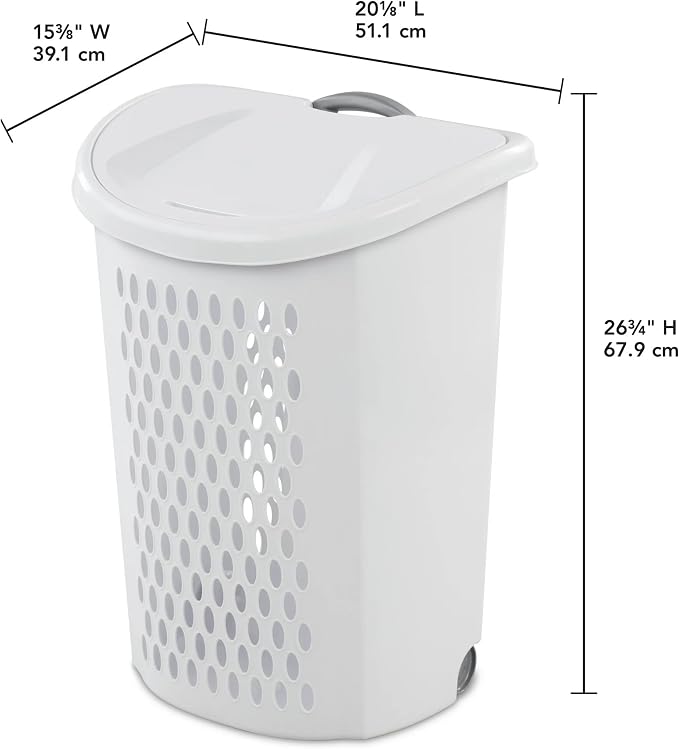 The White Wheeled Plastic Laundry Hamper – Adult-Sized Rolling Basket With Handles For Home - Image 2