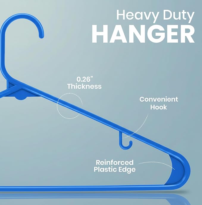 Utopia Home Plastic Hangers 30 Pack - Clothes Hanger with Hooks - Durable & Space Saving (Blue) - Image 2