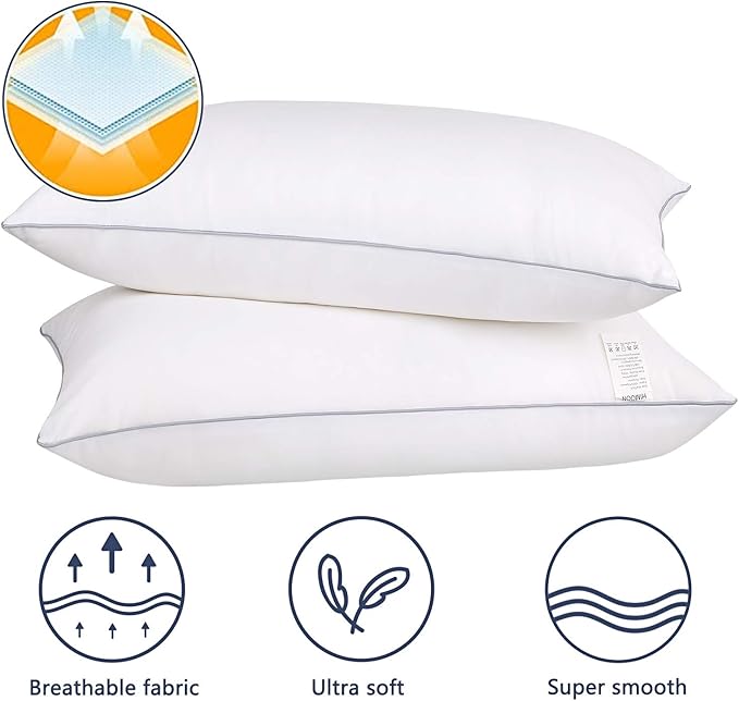 HIMOON Bed Pillows for Sleeping 2 Pack,King Size Cooling Pillows Set of 2,Top-end Microfiber Cover for Side Stomach Back Sleepers