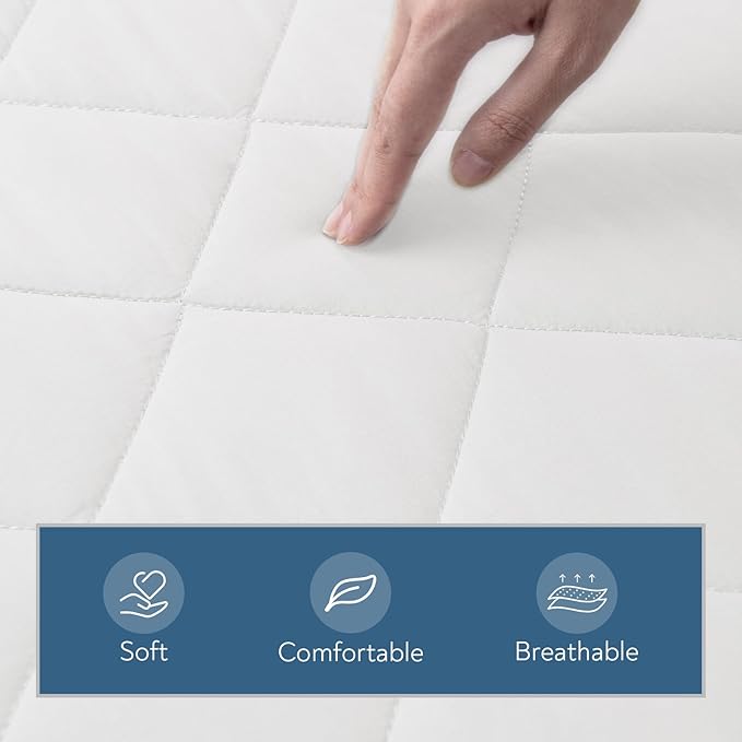 Waterproof Quilted Cot Mattress Pad, Fitted Cot Size Mattress Pads Protector Cover 30" X 75" for Narrow Twin, Breathable Soft Mattress Topper for Camping Sleep, White (Cover Only)