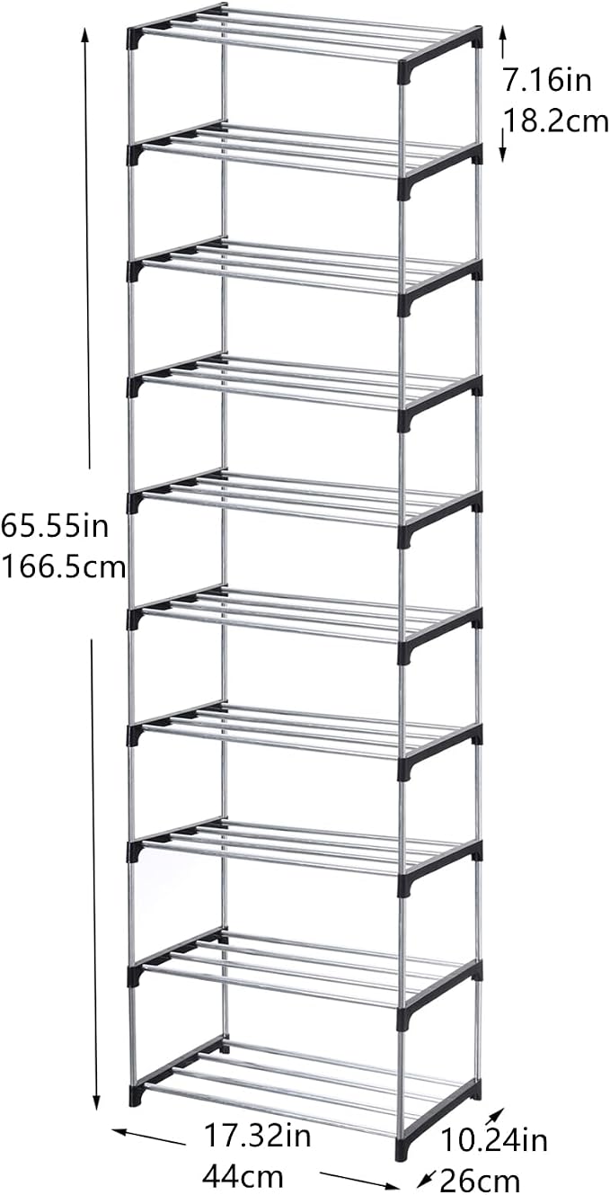 Jucaifu Stackable Small Shoe Rack, Entryway, Hallway and Closet Space Saving Storage and Organization (10-Tier, Black) - Image 3