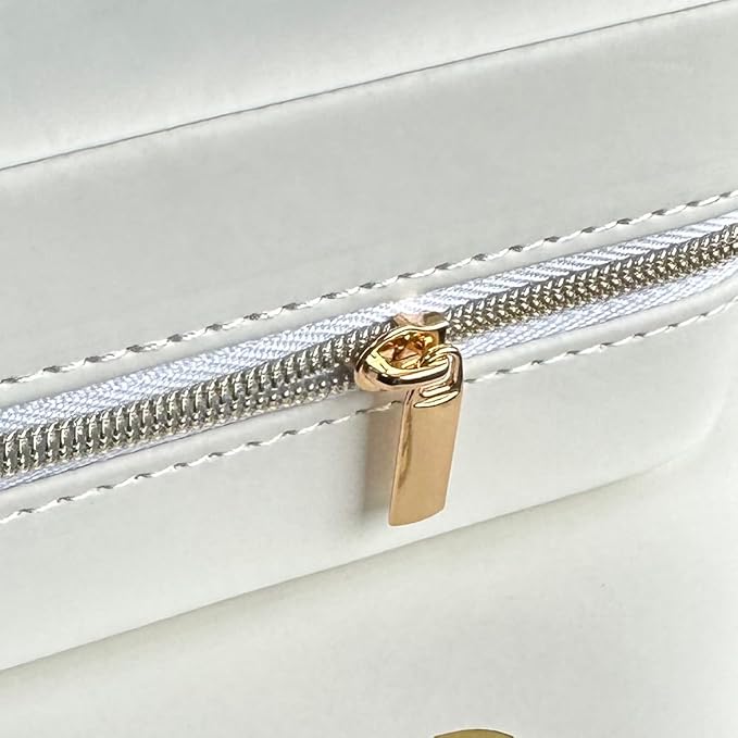 COLLECTIVE HOME - Travel Jewelry Case, Elegant Square Design with Gold Engraved Monogram, Built-in Mirror, Personalized Accessory Organizer for Rings, Necklaces, Gift for Women and Teens (l) - Image 6