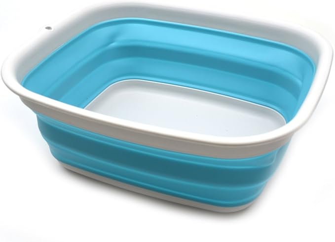SAMMART 9.45L (2.5 Gallon) Collapsible Tub - Foldable Dish Tub - Portable Washing Basin - Space Saving Plastic Washtub (Bright Blue, M) - Image 4