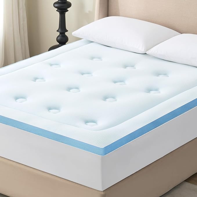Hansleep Full Size Memory Foam Mattress Pad Topper, Full Foam Mattress Topper Viscose Derived from Bamboo, Full Bed Mattress Pad Cover for Back Pain Relief, 54" x75", White