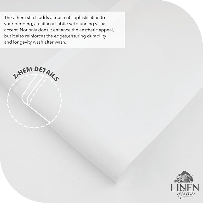 Linen Home 100% Cotton Percale Sheet Set, Queen Size, White, Deep Pocket, 6 Pieces Set - 1 Flat, 1 Deep Pocket Fitted Sheet and 4 Pillowcases, Crisp Cool and Strong Bed Linen