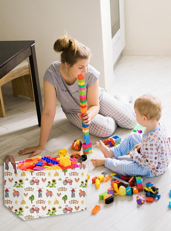 Cute Basket Farm Baskets for Home Decor Basket Rectangular Storage Bin Organizer Box Room Decor.(Farm) - Image 7
