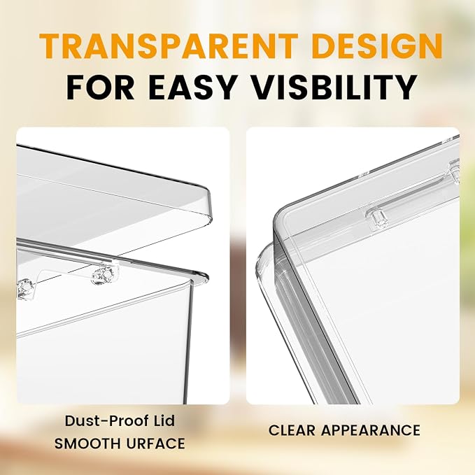 Bra Drawer Organizer for Women - 2 PCS Clear Plastic Storage Box with Lid and Dividers for Socks, Underwear, Bras, Ties, and Closet Organization - Image 7