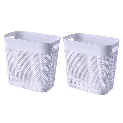 UUJOLY Plastic Small Trash Can Wastebasket, Garbage Container Basket for Bathrooms, Laundry Room, Kitchens, Offices, Kids Rooms, Dorms, (Grey, 2 Pack/3 gallons) by UUJOLY