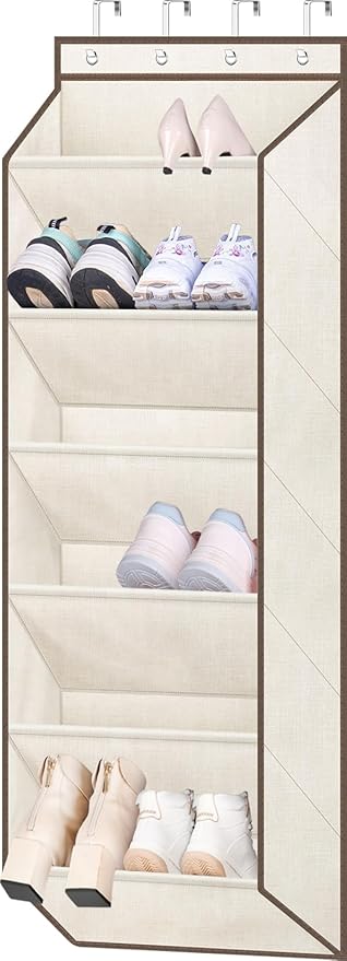SLEEPING LAMB Shoe Rack for Door, Kids Door Shoe Organizer for Closet hanger, Narrow Hanging Sneaker Storage with Large Deep Pockets for Toddler, Girl, Baby Room Decor, Beige by SLEEPINGLAMB