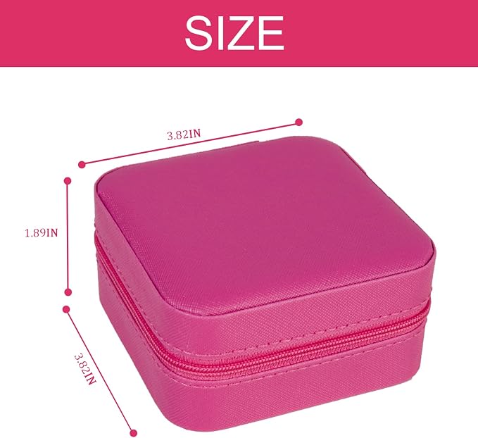 KElofoN Travel jewelry case Travel jewelry box Travel Jewelry Organizer Small Jewelry Organizer Box Gift for Girls Women with Mirror(Rosy) - Image 2