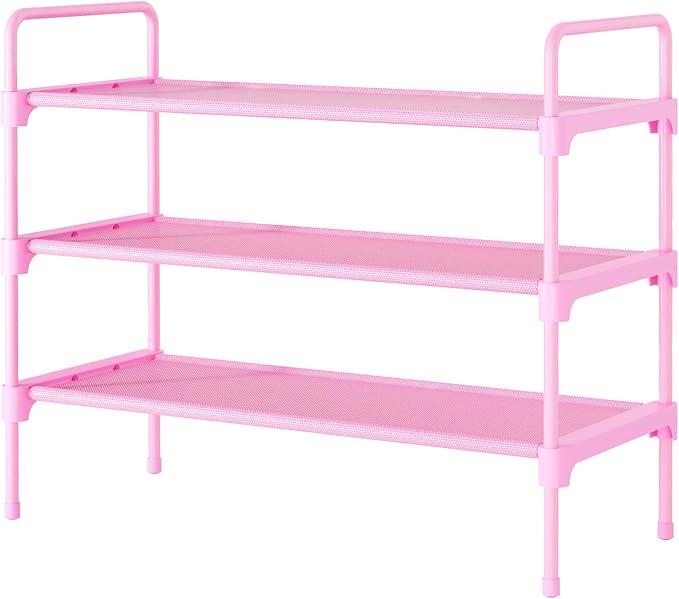 Kitsure Shoe Rack for Closet, Sturdy and Long-Lasting Shoe Shelf, Shoe Rack for Entryway, Personalized DIY Shoe Organizer, Shoe Rack Organizer for Space-Saving, 27.6" x 11.8" x 22.6", Pink by Kitsure