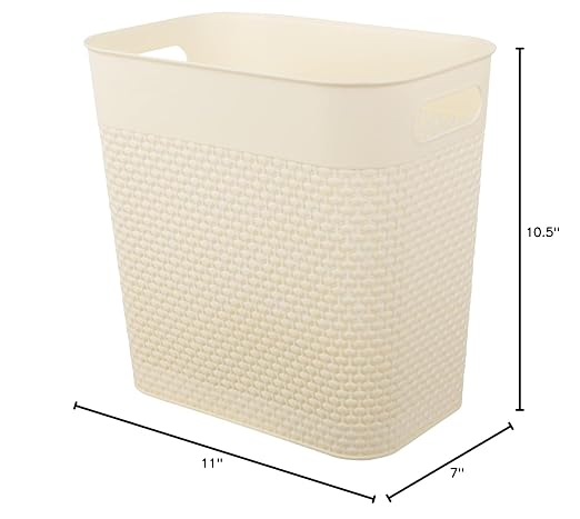 UUJOLY Plastic Trash Can Wastebasket, Garbage Container Basket for Bathrooms, Kitchens, Offices, Kids Rooms (Beige, 3 Gallon) - Image 3