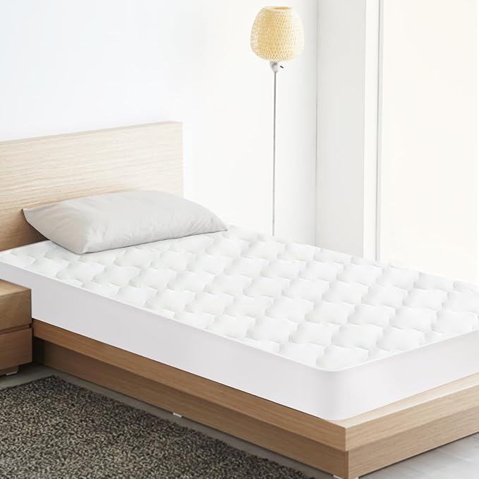 Twin Extra Long (XL) Mattress Protector Pad Waterproof Quilted, Breathable & Cooling Twin XL Mattress Cover Fitted for College Dorm Room Essentials with Deep Pocket Up to 18", (White)