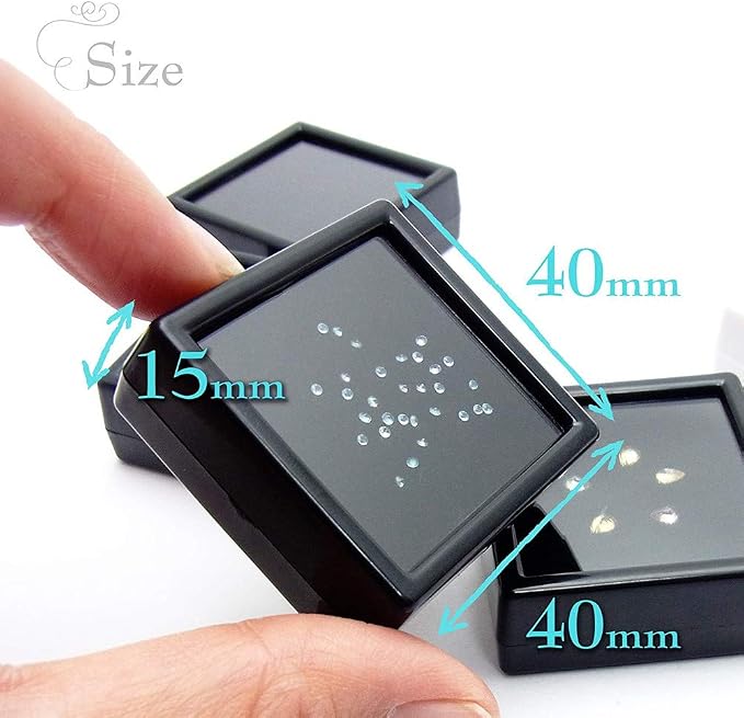 BENECREAT 24 Pack Black Gemstone Display Box Jewelry Box Container with Clear Top Lids 1.57x0.6 for Festival Treat, Gems, Coins, Diamond, Gift Packing - Image 3