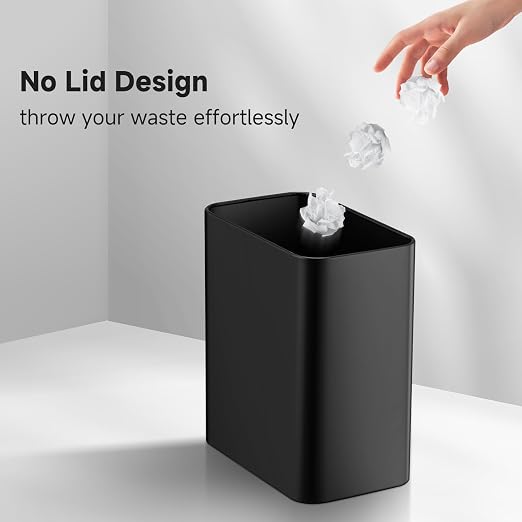 TIPGO Small Metal Trash Can, 2.1 Gallon Slim Trash Can for Bathroom, Wastebasket Garbage Bin for Bedroom, Office, Kitchen, Under Sink (Matte Black) - Image 3