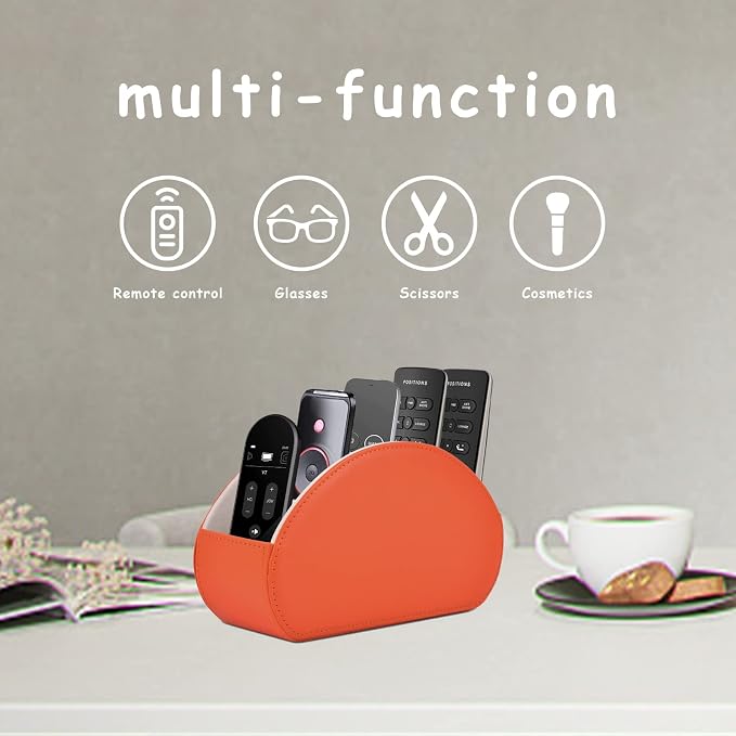 Remote Control Holder,TV Remote Caddy/Box with 5 Compartments,Bedside Table Organizer for Controller,Glasses,makeup brushes,jewelry and Media Player,Pen/Pencil Storage(Orange) - Image 4