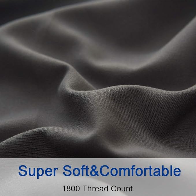 SONORO KATE Bed Sheet Set Super Soft Microfiber 1800 Thread Count Luxury Egyptian Sheets 18-Inch Deep Pocket Wrinkle and Hypoallergenic-4 Piece(Full Dark Grey)