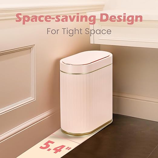 SYNCVIBE Bathroom Sensor Trash Can with Lid Automatic 2 Gallon Motion Sensor Garbage Bin, 7.5 Liter Slim Waterproof Plastic Wastebasket, Bathroom Decor for Bedroom, Office, Living Room, Pink - Image 4