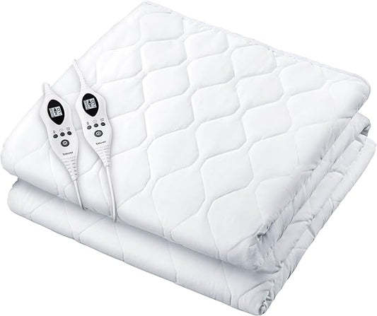 Beurer UWB80 Heated Mattress Pad King, Dual Control Electric Mattress Cover with Separate Feet/Body Heat, Auto Shut Off, 9 Warming Levels, Overheat Protection, Soft Quilted Fabric, King 76" x 80"