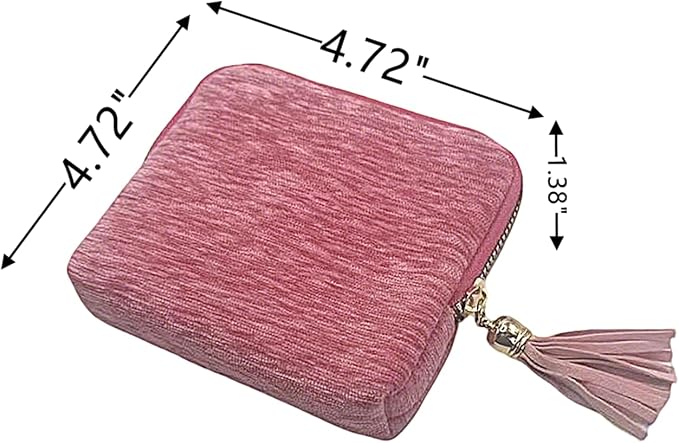 Small Travel Jewelry Case - Jewelry Travel Organizer Bag with Tassel Zipper for Bracelets, Necklaces, Bangles, Jewelry Organizer Storage Bag Gift for Women Girls - LJB001-Pink - Image 2