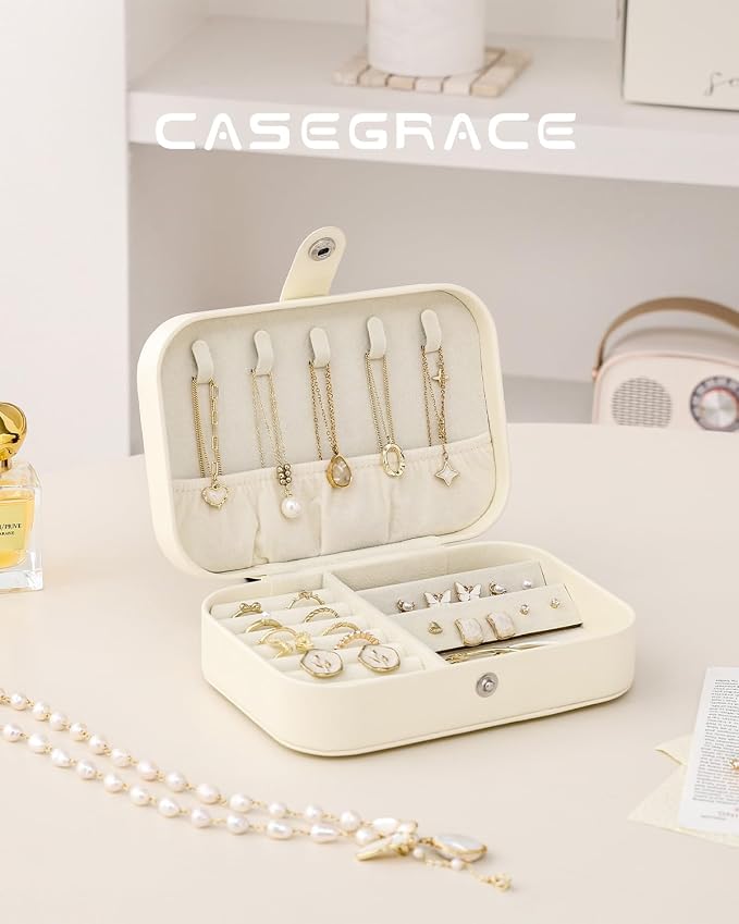CASEGRACE Jewelry Box For Women Portable Travel Jewelry Case for Necklace Earring Rings Jewelry Holder Case Gift Box Girls - Image 5