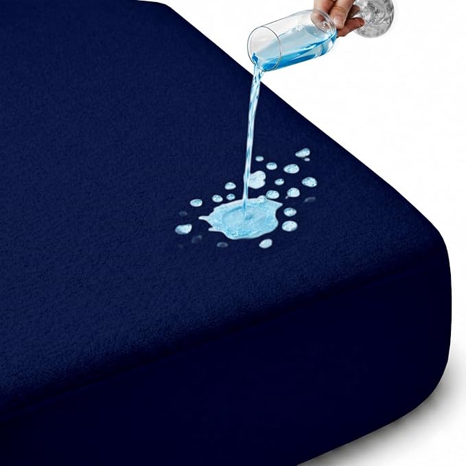 SGI bedding Waterproof 78X80 King Mattress Protector – 15" Deep Pocket, Soft Noiseless & Breathable Fitted Style Bed Cover, Skin- Friendly Protection Against Moisture, Spills & Stains – Navy Blue