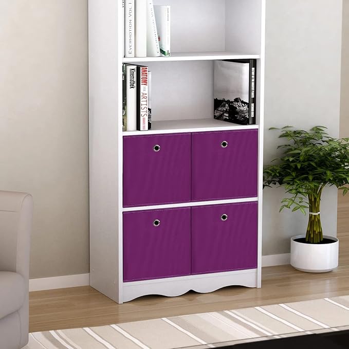 Foldable Storage Cubes Bins ,11 Inch Cloth Storage Cube Fabric Storage Box Cubes Organizer Baskets with Handles for Home Organizer Set of 6 (Purple) - Image 5