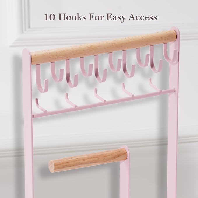 ProCase Cute Jewelry Stand, Aesthetic Jewelry Organizer for Dresser Vanity, Jewelry Holder Display for Necklaces Earrings, Gifts for Teen Girls Women, Bedroom Dorm Decor -Large, Pink - Image 3
