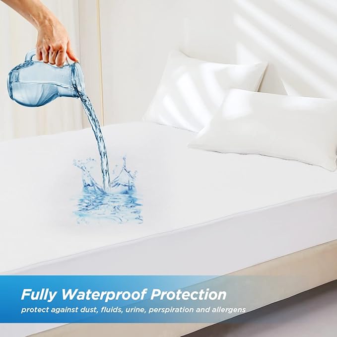 Waterproof Mattress Protector, King Size Terry Cotton Mattress Pad Cover Breathable Deep Pocket Fitted Sheet Style 78"x80" +18 Inch Pocket