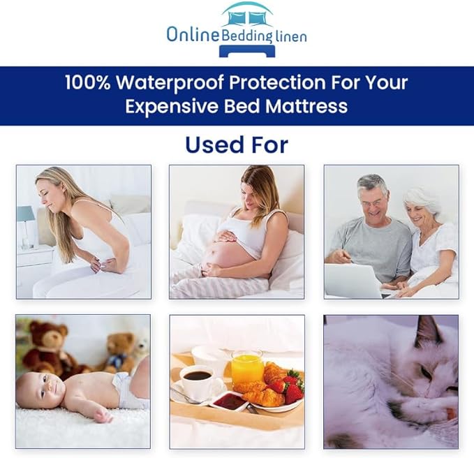 Alaskan King Waterproof Terry Cotton Cover - Fitted Sheet Style Breathable Mattress Cover - Terry Cotton Surface [Alaskan King, White] 18 Inch Deep Pocket