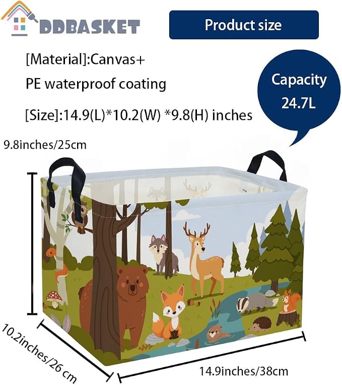 Rectangular Kids Baskets Animal Basket Cute Storage Bins Organizer Box Boys Room Decor for Home.(Green animal) - Image 2