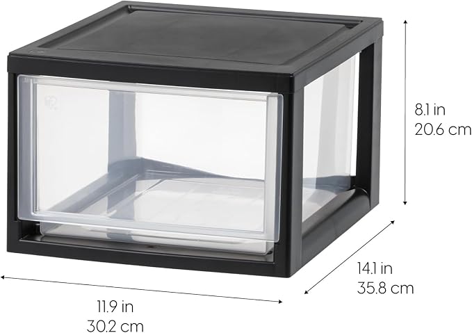 IRIS USA 14.5 Qt. Plastic Drawer Storage Organizer Stacking Drawers, 6-Pack, Stackable Unit with Sliding Drawer for Clothes Bedroom Kitchen Under Sink Pantry Craft Room Bathroom Dorm Office, Black - Image 3