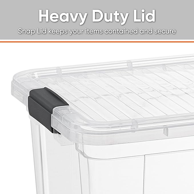 Superio Clear Storage Boxes with Lids, 21 Quart Plastic Container Bins for Organizing, Stackable Crates, BPA Free, Non Toxic, Odor Free, Organizers for Home, Office and Dorm, 6 Pack