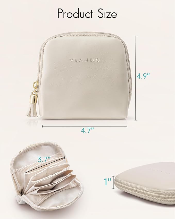 VLANDO Small Travel Jewelry Case,Mothers Day Gifts,Jewelry Pouch Bags with Zipper,Velvet Jewelry Organizer Storage Bag for Bracelet Rings Earring-Cream White - Image 6
