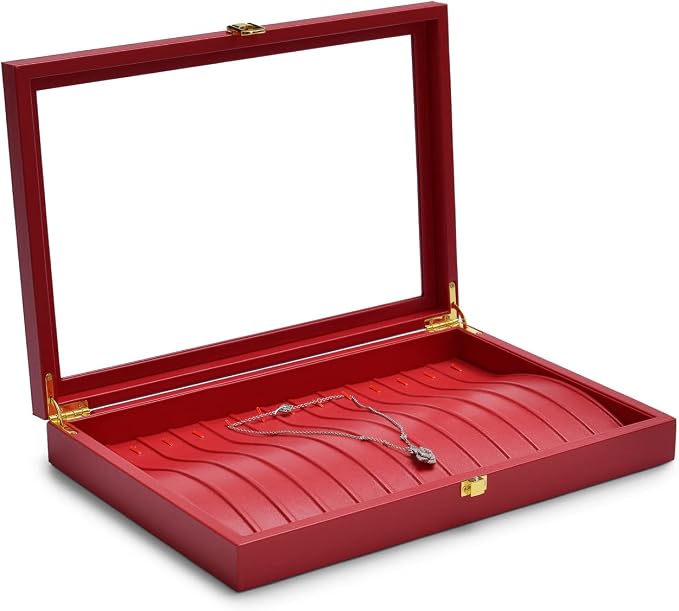 Oirlv Luxury Leather Necklace Bracelet Organizer Tray with Acrylic Lid Jewelry Display Case Drawer Insert Jewelry Organizer for women - Image 2