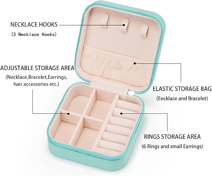 5pack/PU Leather Travel Jewelry Case, Mini Jewelry Box, Small Jewelry Organizer Portable Display Jewelry Storage Case for Rings Earrings Necklace Bracelet Bangle for Girls Women(Blue) - Image 4