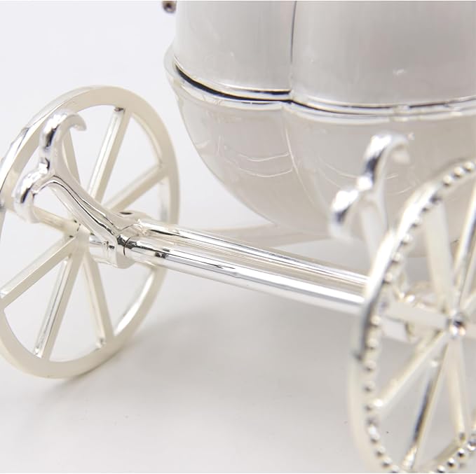 LASODY Crystal Cinderella Pumpkin Carriage Decorative Hinged Jewelry Trinket Box Unique Gift for Family,Jewelry Chests Wedding Valentine‘ Day, Mother’s Day Gifts (Small, Pumpkin Car Jewelry Box) - Image 7