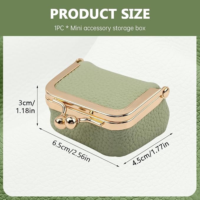 PU Leather Mini Jewelry Box, Vintage Portable Mini Jewelry Organizer with Kiss Lock, Compact Travel Case for Rings, Earrings, Necklaces - Ideal Gift for Women - Image 2