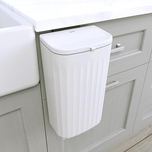 Glad Roomate Under Counter Waste Bin | Space Saving Small Trash Can for Kitchen Cabinet, Bathroom or Office | Dual Lid for Ease of Opening, 12 Liter, White by GladTrashFoodStorage