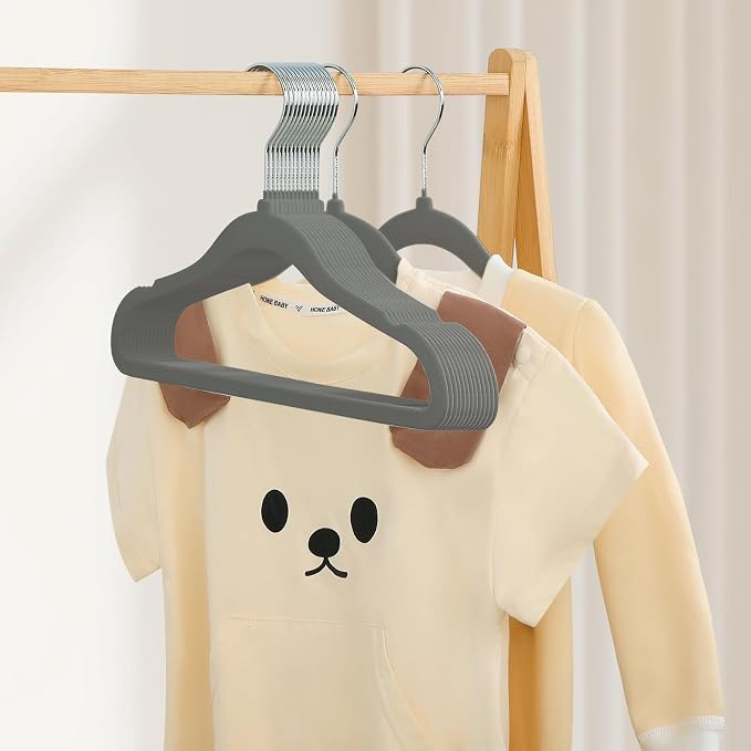GoodtoU Velvet Baby Hangers Kid Hangers Clothing 11" Toddler Infant Hanger for Nursery 20 Pack - Drak Grey - Image 5