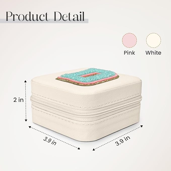 SANDJEST Personalized Jewelry Box, White Travel Jewelry Box with Initial D, Small Monogrammed Jewelry Case Organizer for Girls Women Teen Kids, Mini Travel Essentials Gifts for Birthday Christmas - Image 2