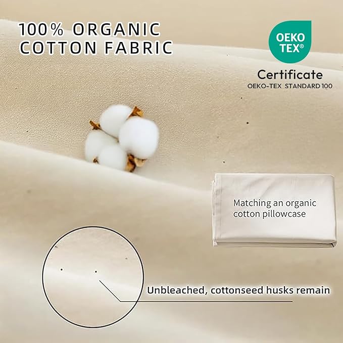 Lofe Organic Cotton Crib Mattress Protector + Organic Buckwheat Pillow