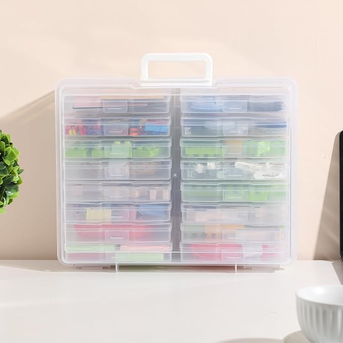 novelinks Transparent 4" x 6" Photo Cases and Clear Craft Keeper with Handle, 16 Inner Photo Organizers & Photo Storage Box, Plastic Photo Storage Containers (Clear) - Image 5